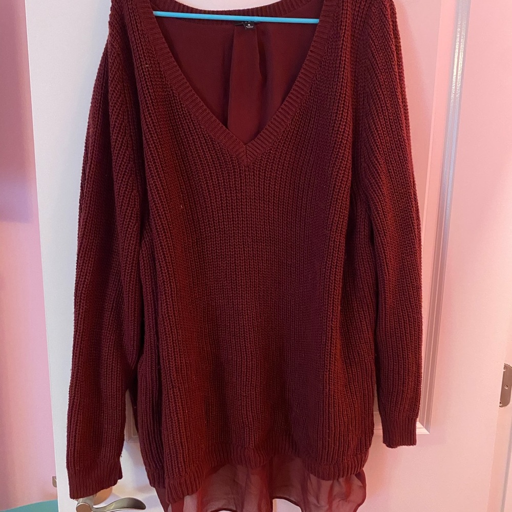 TORRID Burgundy Sweater With Braided Back